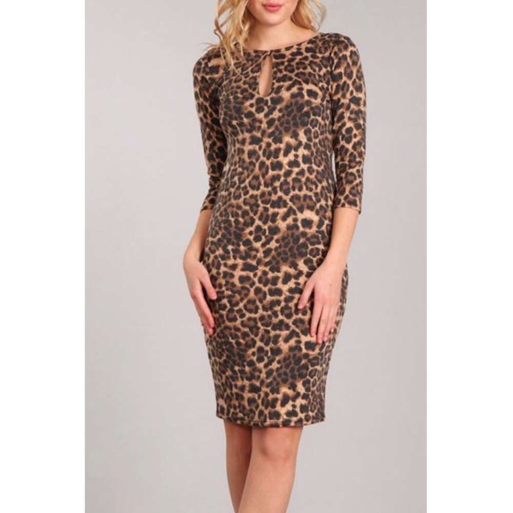 Fitted Leopard Dress NWOT